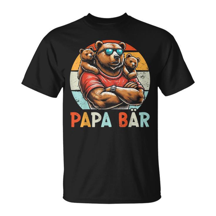Papa Bär Papa Bearatertagohn Tochter 2 Kinder Retro T-Shirt