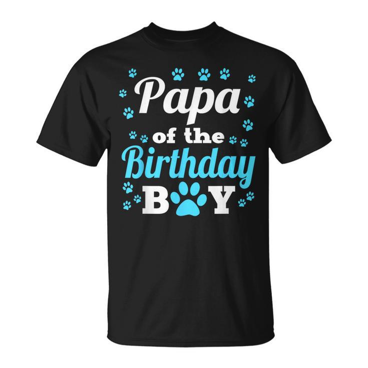 Papa Of The Birthday Boy Dog Paw Bday Party Celebration T-Shirt