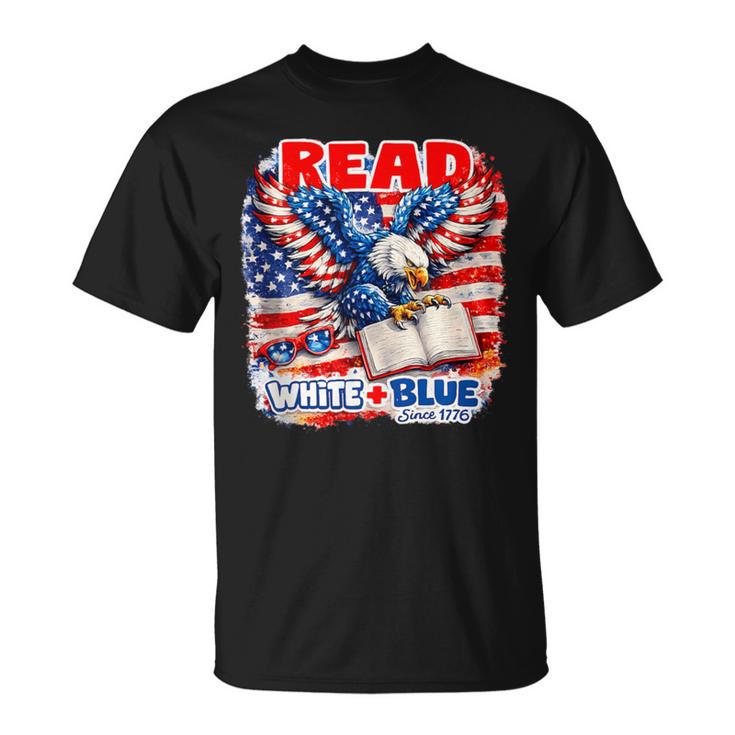 Patriotic Eagle Reading Book Read Blue Since 1776 T-Shirt