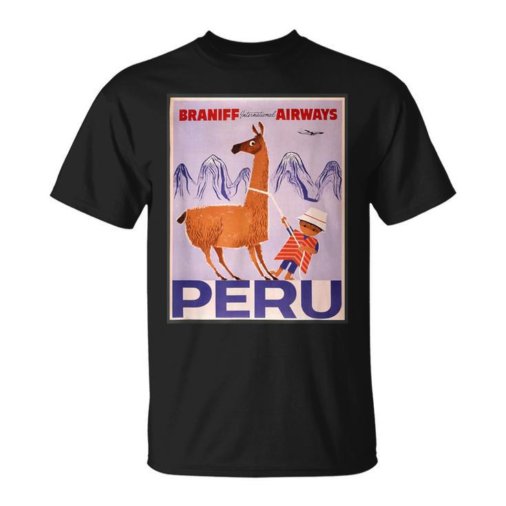 Peru レトロ ヴィンテージ 航空会社 トラベルポスター Tシャツ