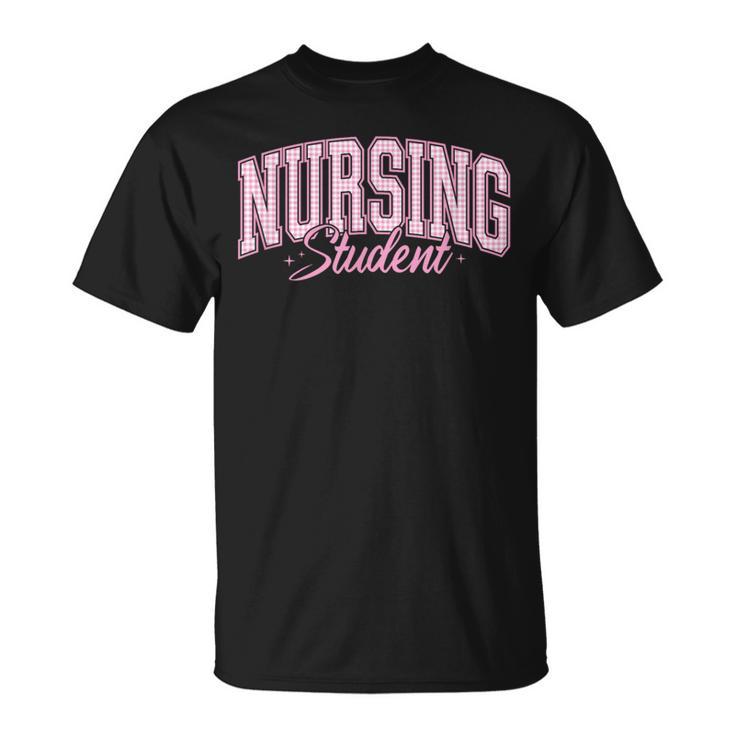 Pink Gingham Nursing Student Trendy Nurse School Top T-Shirt