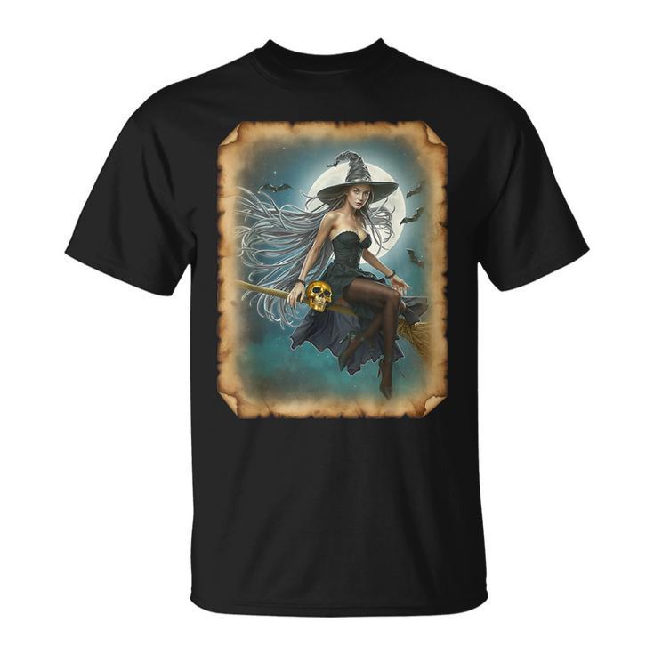 Pinup Girl 男性用 セクシーなハロウィーンの魔女 Tシャツ