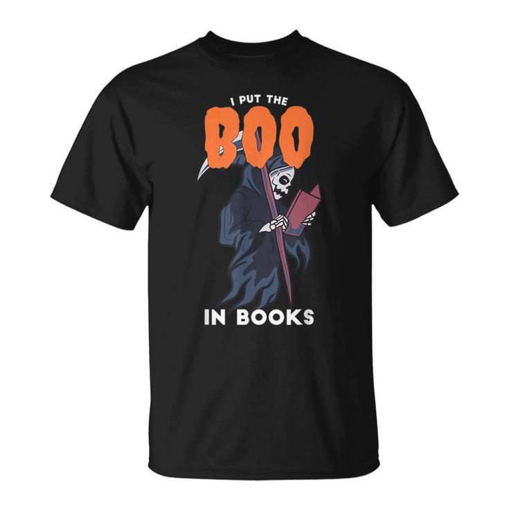 I Put The Boo In Books Halloween Librarian T-Shirt