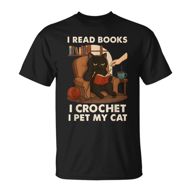 Read Books Crochet & Pet Lazy Cat Coffee T-Shirt