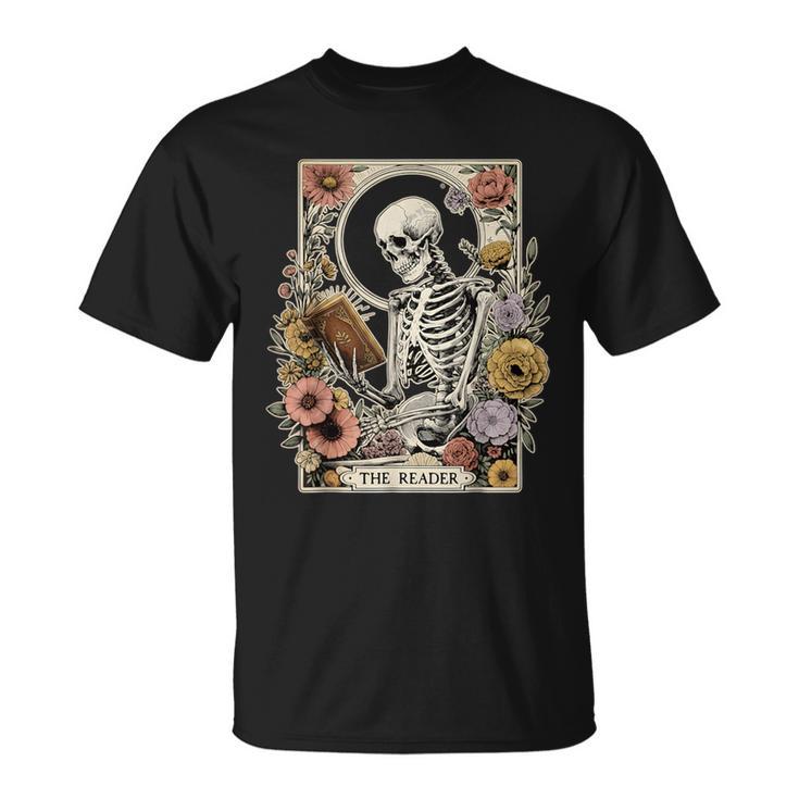 The Reader Tarot Card Skeleton Reading Book T-Shirt