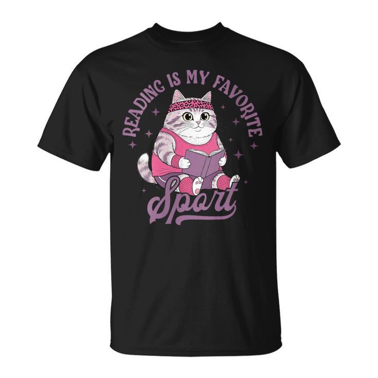Reading Is My Favorite Sport Bookworm Cat Lover Book-Club T-Shirt