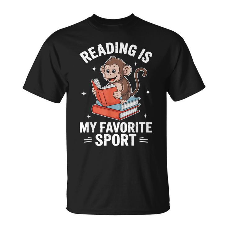 Reading Is My Favorite Sport Cute Monkey Reading Books T-Shirt
