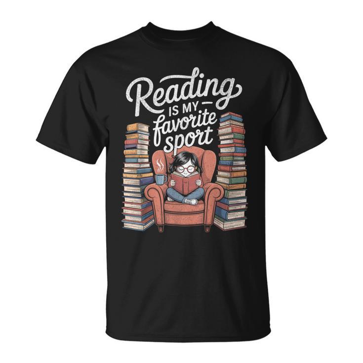 Reading Is My Favorite Sport Retro Book Lover Girl Library T-Shirt