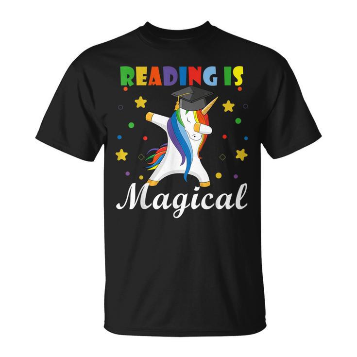 Reading Is Magical Book Lover Unicorn Student Teacher For Men Women Kids T-Shirt