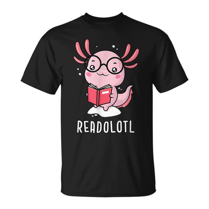 Readolotl Cute Axolotl Book Lover T-Shirt