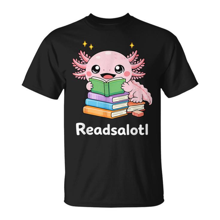 Readsalotl Axolotl Book Reading T-Shirt