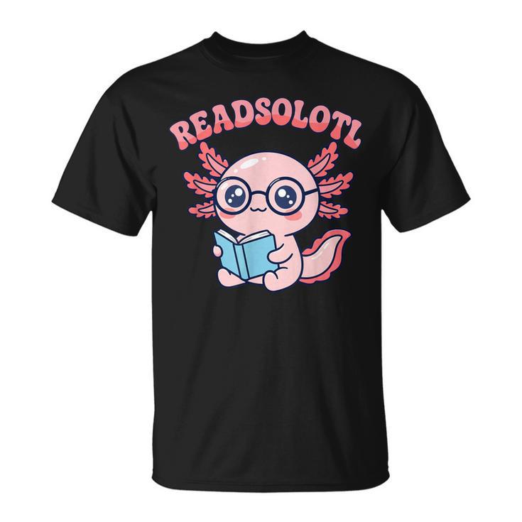 Readsolotl Axolotl Reading Book Bookworm Bookish Girls Kids T-Shirt