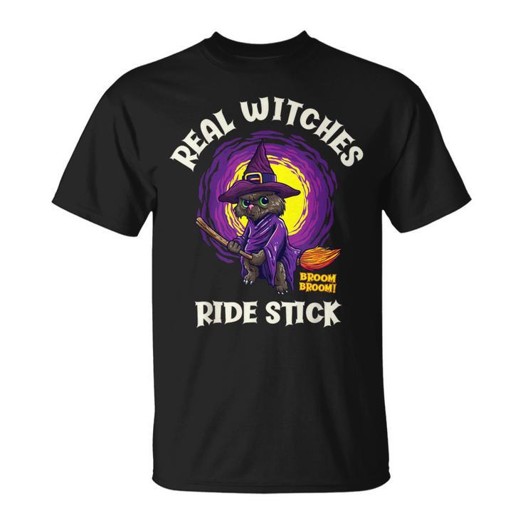 Real Witches Ridetick 面白い 黒猫 ハロウィン Tシャツ
