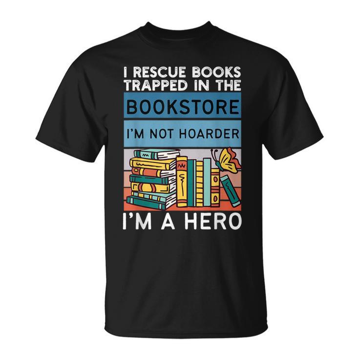 I Rescue Books And Trapped In The Bookstore Retro Bookreader T-Shirt