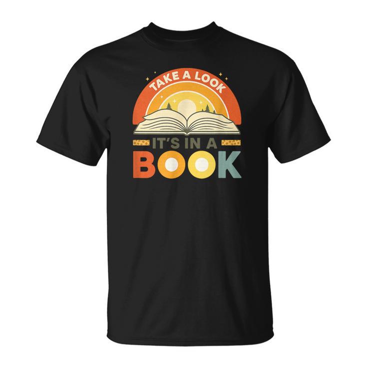 Retro Open Book Rainbow Reading Graphic T-Shirt