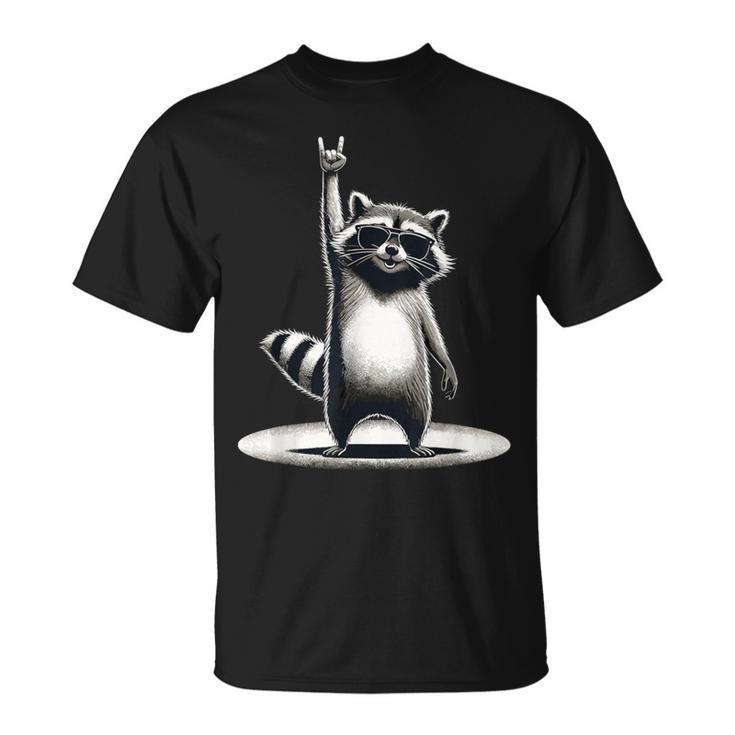 Rétro Raton Laveur Rock Musique Cadeau Homme Enfant Drôle Raton Laveur T-Shirt