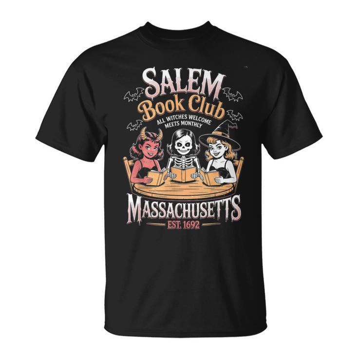 Retro Salem Book Club Bookish Witchy Spooky Halloween T-Shirt