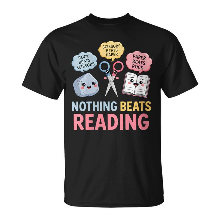 Rock Paper Scissors Nothing Beats Reading Book Lover T-Shirt