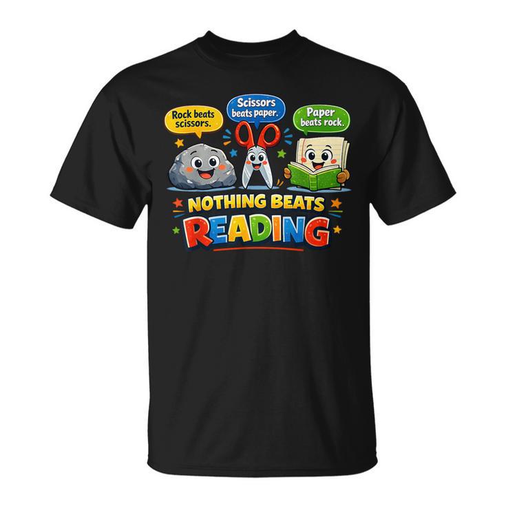Rock Paper Scissors Nothing Beats Reading Book Lovers T-Shirt