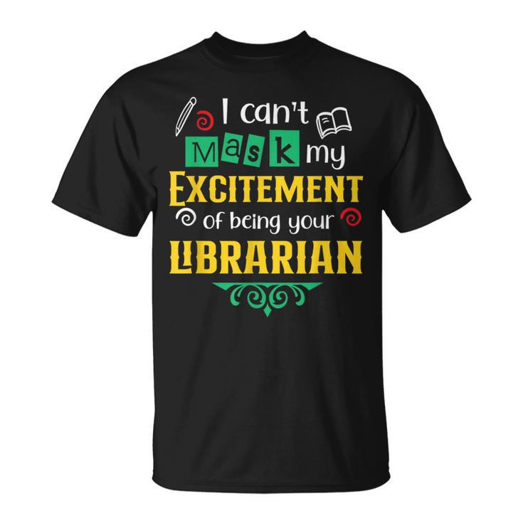 School Librarian Assistant Mask Book Reading Library T-Shirt