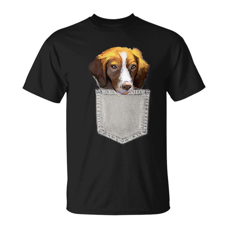 Spaniel Bretón Perro En Un Bolsillo Dog In A Pocket Camiseta unisex
