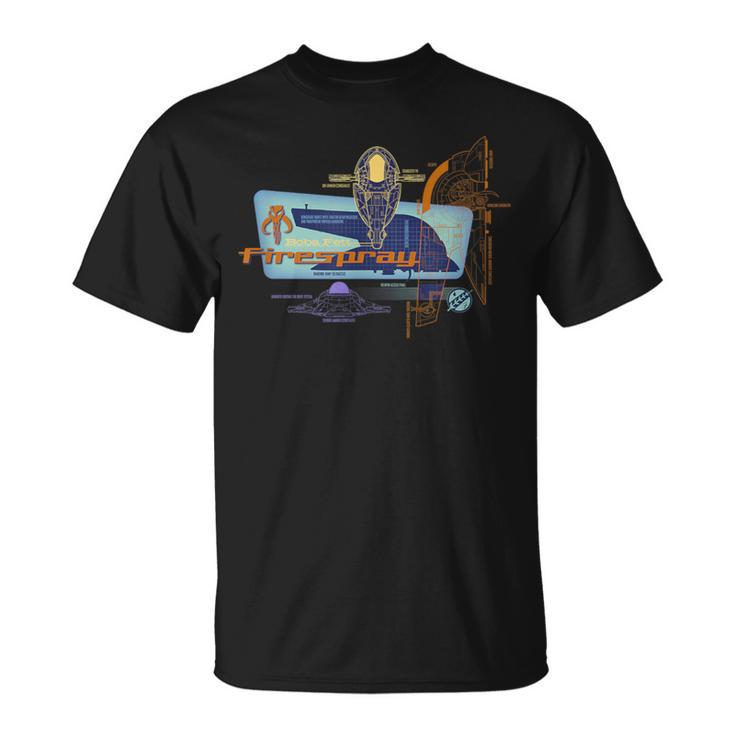 Star Wars The Book Of Boba Fett Firespray Schematic T-Shirt