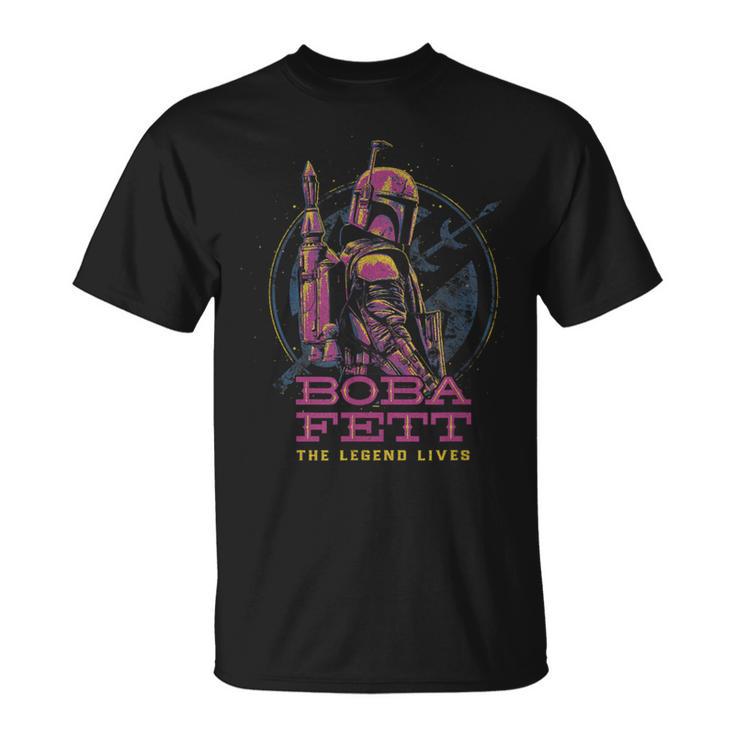 Star Wars The Book Of Boba Fett Galactic Neon Poster T-Shirt