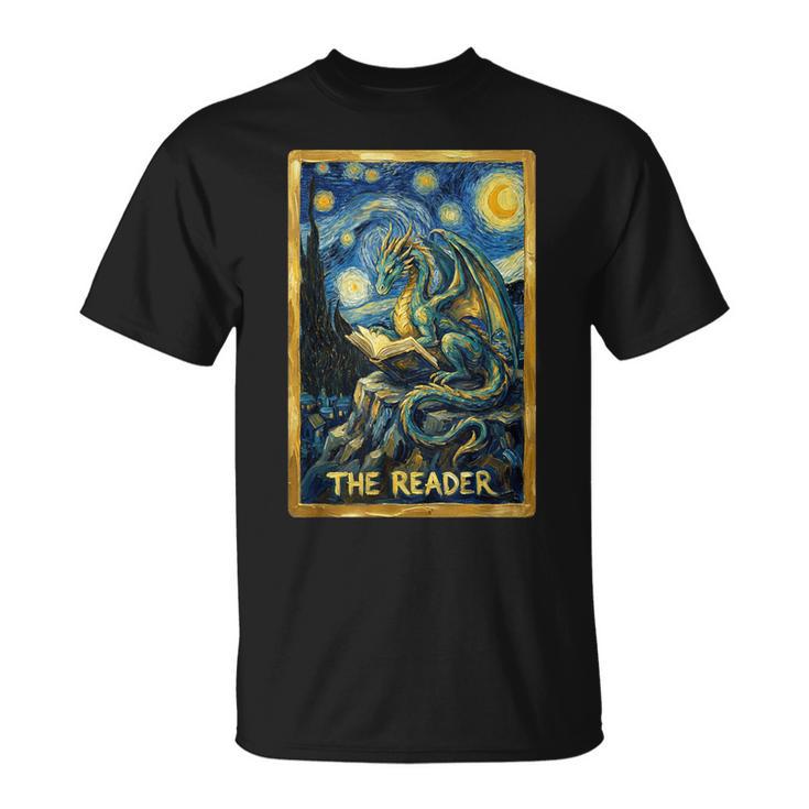 Starry Dragon Reading Book The Reader Fantasy Reader T-Shirt
