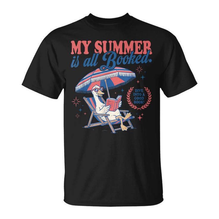My Summer Is All Booked Silly-Goose Reading Book Bookish T-Shirt