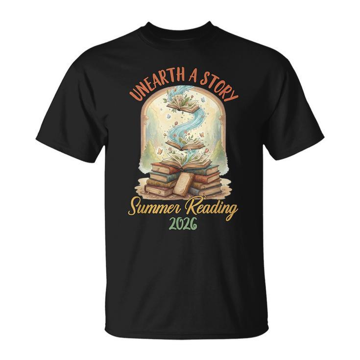 Summer Reading 2026 Book Aesthetic Library Unearth a Story T-Shirt