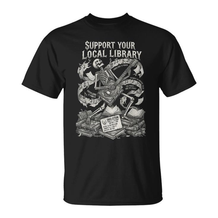 Support Your Local Library Goth Book T-Shirt