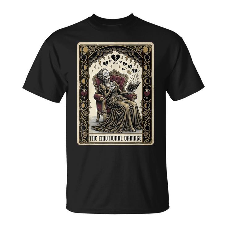 Tarot Card The Emotional Damage Skeleton Romantasy Book T-Shirt