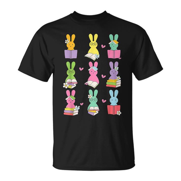 Teacher Easter Reading Bunnies Book Lover Bunny T-Shirt
