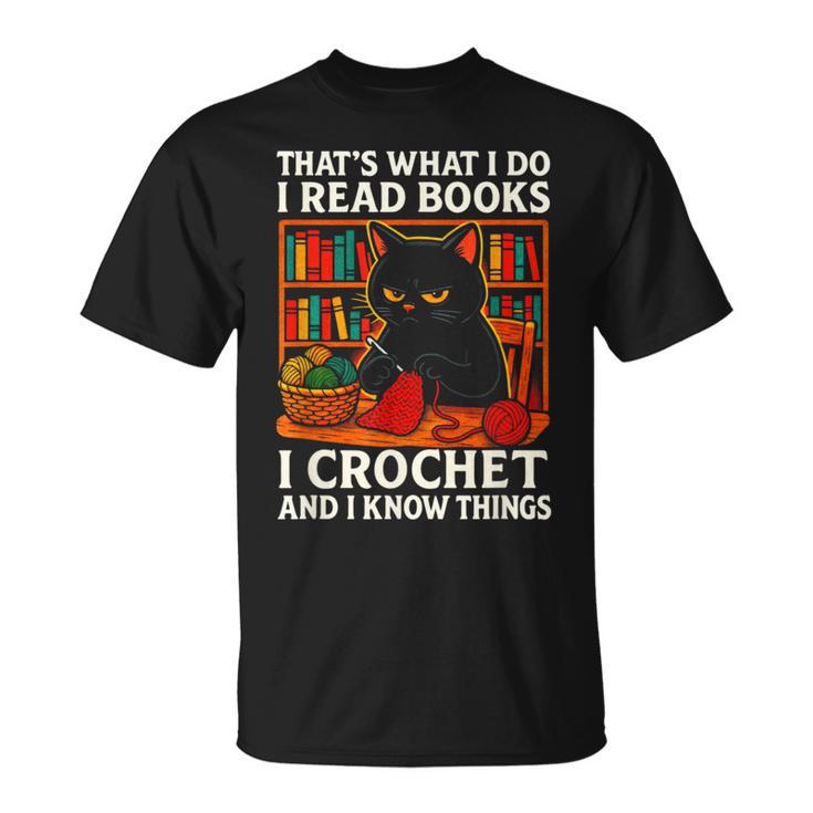 That's What I DO I Read Books Crochet Cat T-Shirt