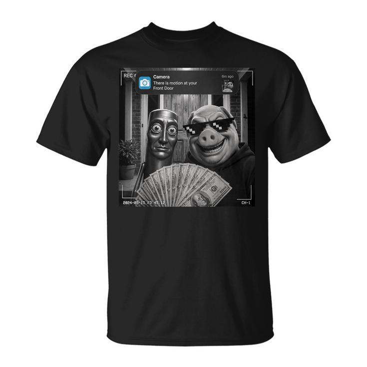 Tung Tung Tungahur John Pork Meme Brainrot Door Motion Tシャツ