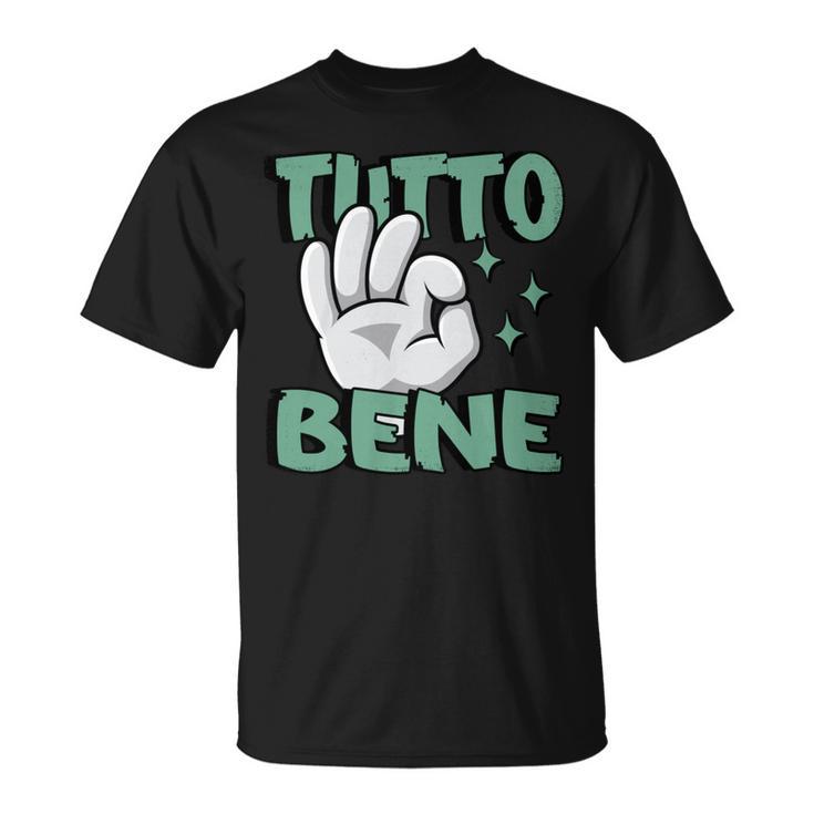 Tutto Bene イタリアの手のジェスチャー面白い引用イタリア 長袖tシャツ Tシャツ