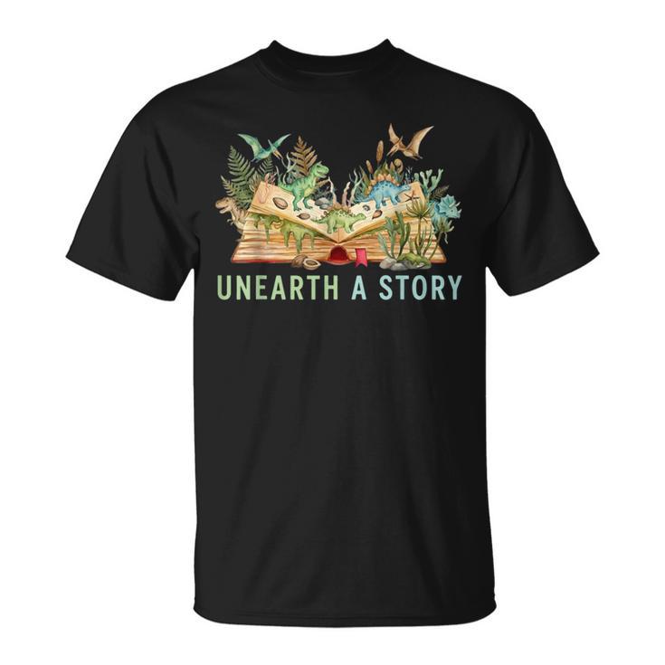 Unearth a Story Dinosaur 2026 Summer Reading Program Book T-Shirt