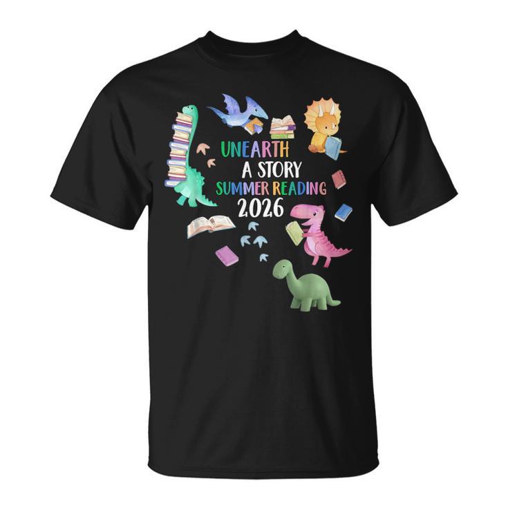 Unearth a Story Dinosaur Book 2026 Summer Reading Program T-Shirt