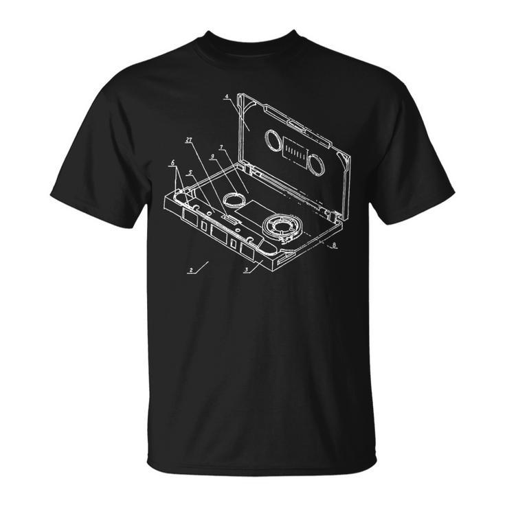 Vintage Blueprint Cinta De Audio Para Casete Retro Camiseta unisex