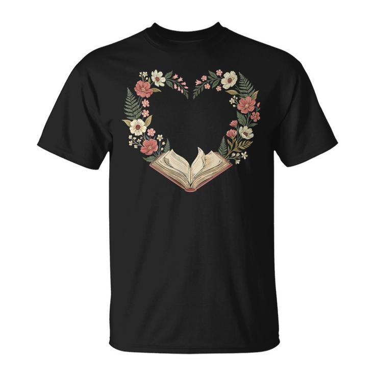 Vintage Book Lover Valentine Heart T-Shirt