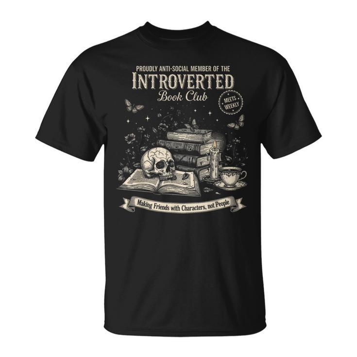 Vintage Introverted Book Club Antisocial Reader Gothic Vibe T-Shirt
