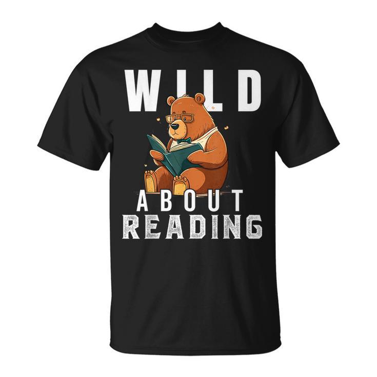 Wild About Reading Love Books Nerd Bookworm Librarian T-Shirt