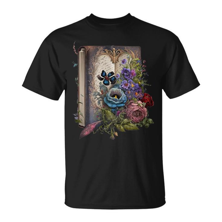 Wildflower Summer Floral Book Horror Gothic Graphic T-Shirt