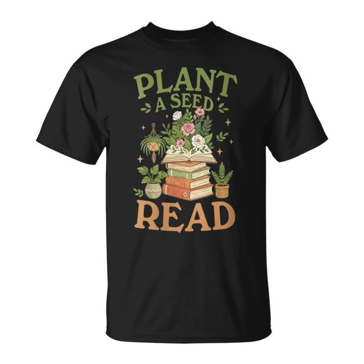 Women's Plant A Seed Read Summer Reading 2026 Teacher Librarian Book T-Shirt