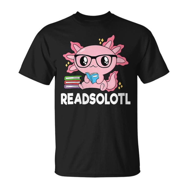 Women's Readsolotl Axolotl Book Lover Reading Women Girls Kids T-Shirt