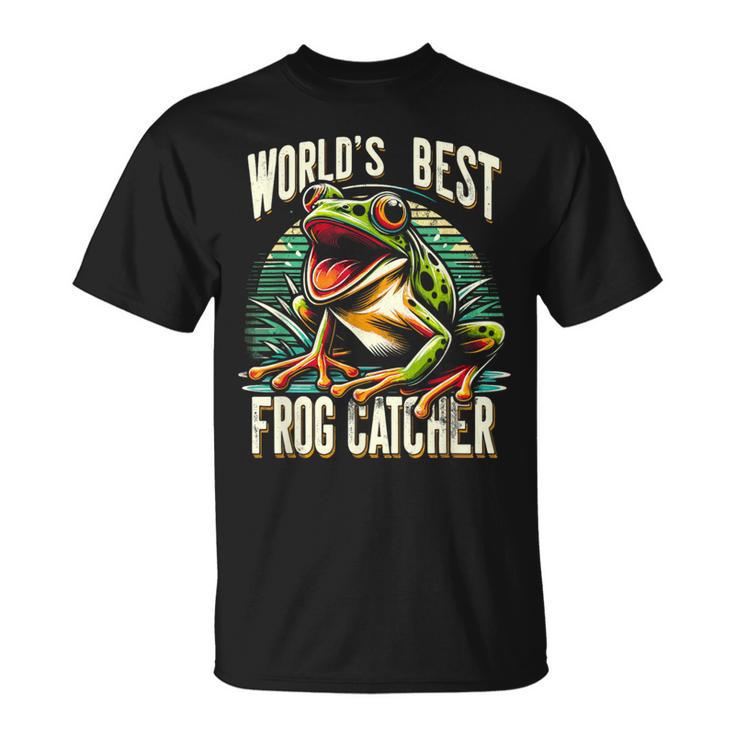 Worlds Best カエルキャッチキャッチャー ハンティングコレクター Tシャツ