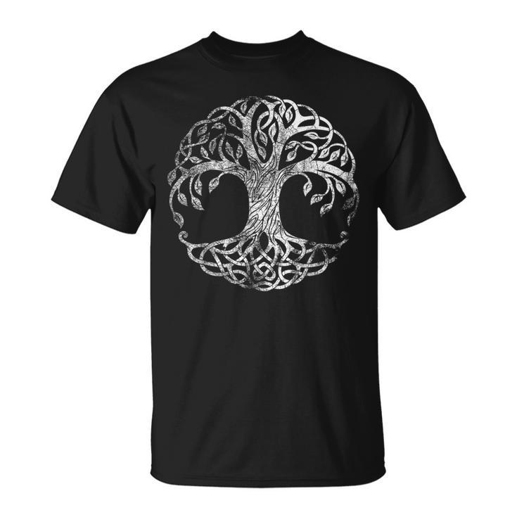 Yggdrasil Tree Of Life バイキング ノルウェー風 ルーン風 ホワイトシンボル Tシャツ