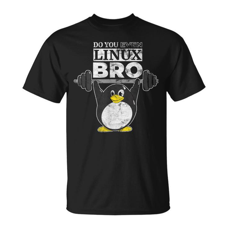 あなたもlinuxのbro Linuxのペンギンは、重量を持ち上げるか Tシャツ