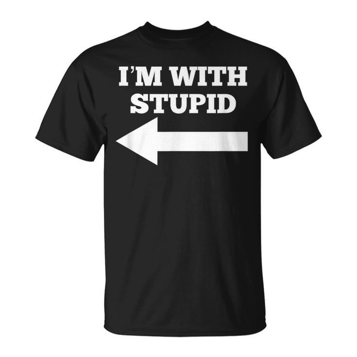 おかしい俺はバカと矢印が左向いてる Tシャツ