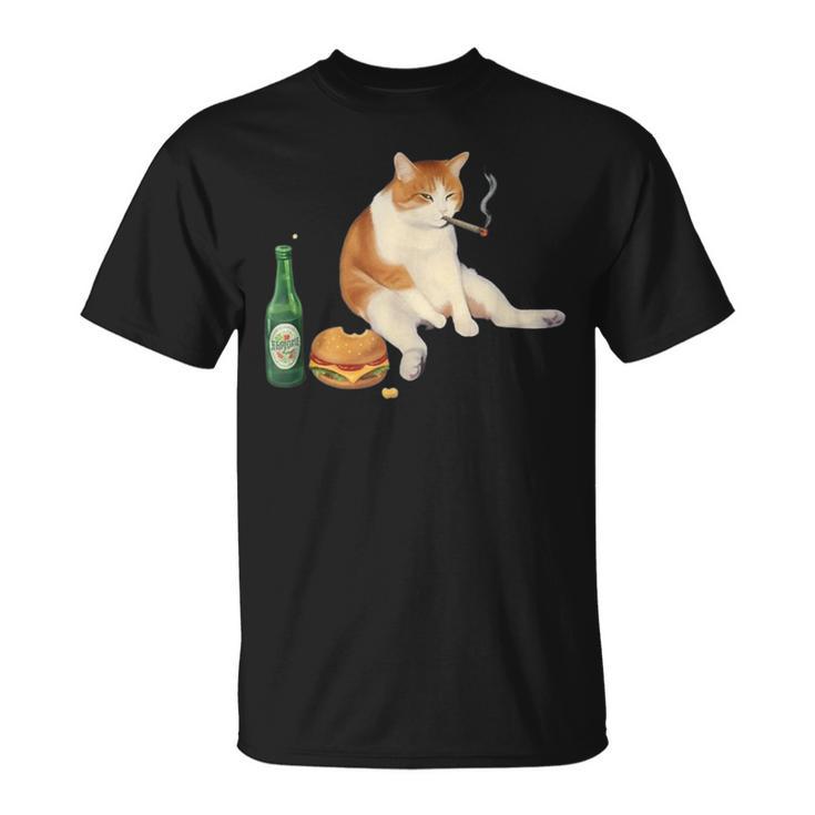 おもしろ猫 喫煙 ジョイント ビール タバコ キティ Gen Z ミーム Tシャツ